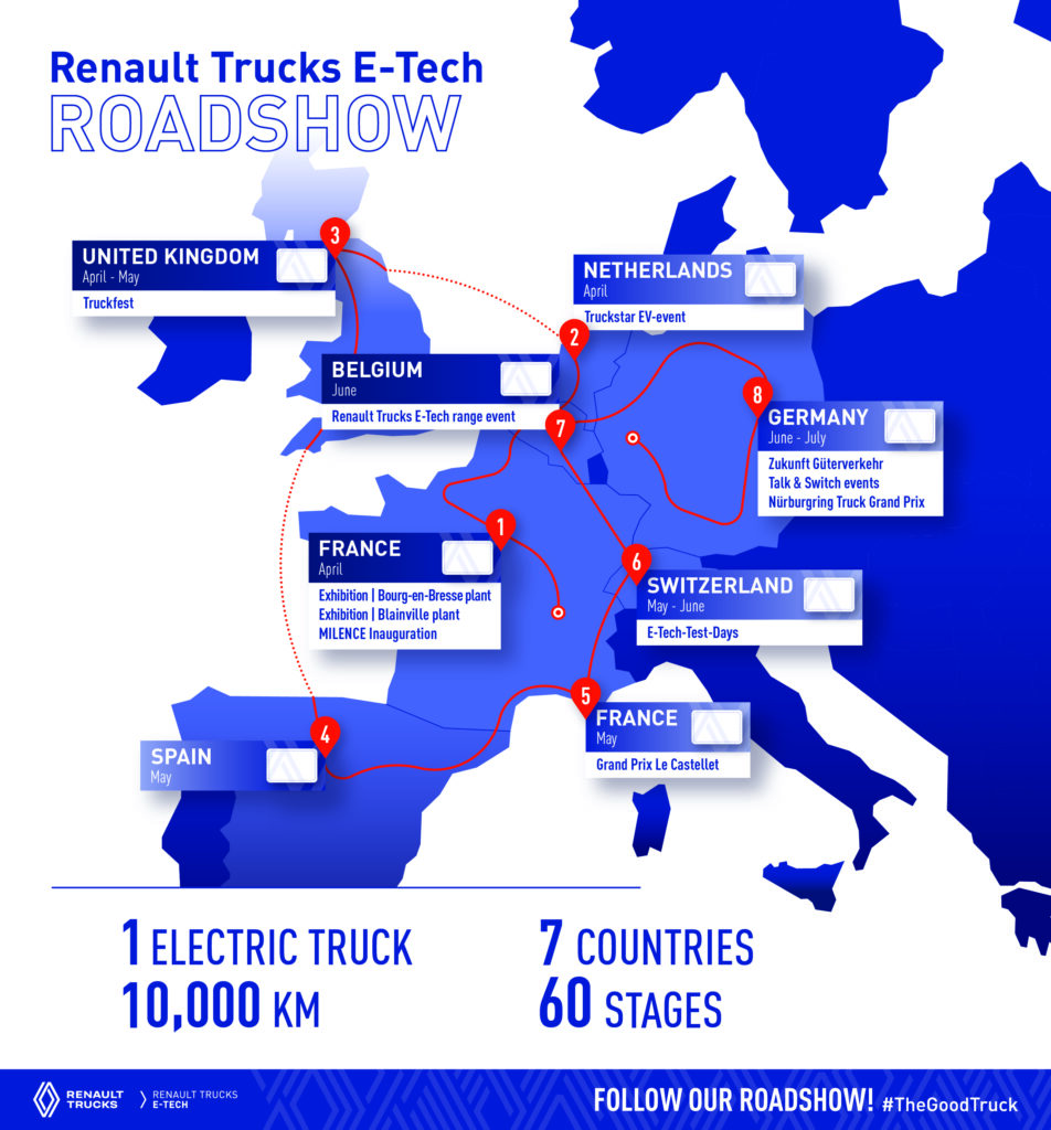 Roadshow renault trucks e tech t diamond echo - renault trucks s’élance dans un tour d'europe électrisant
